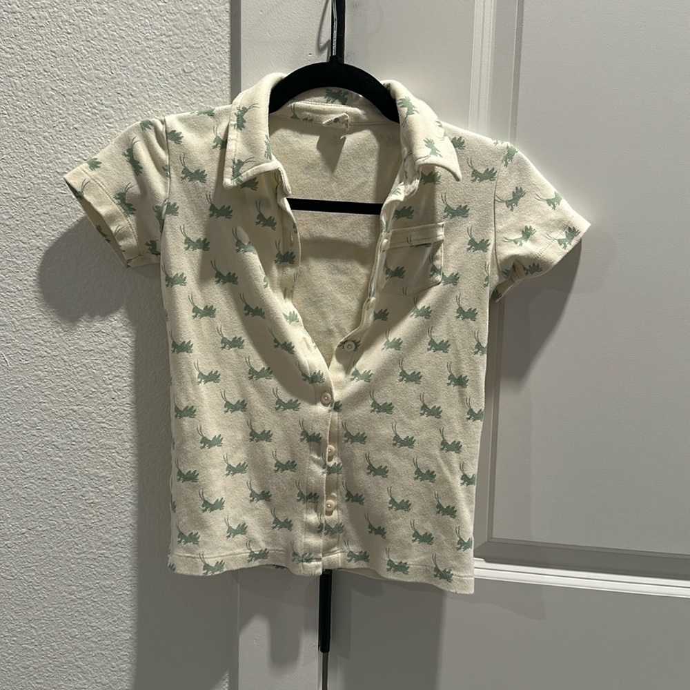 Grasshopper print button down shirt